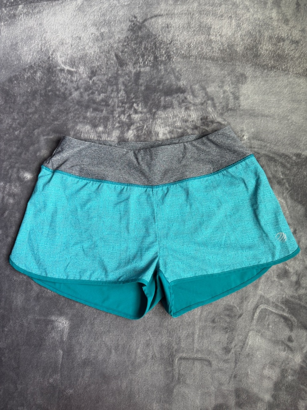 MPG Teal Athletic Shorts with Gray Waistband